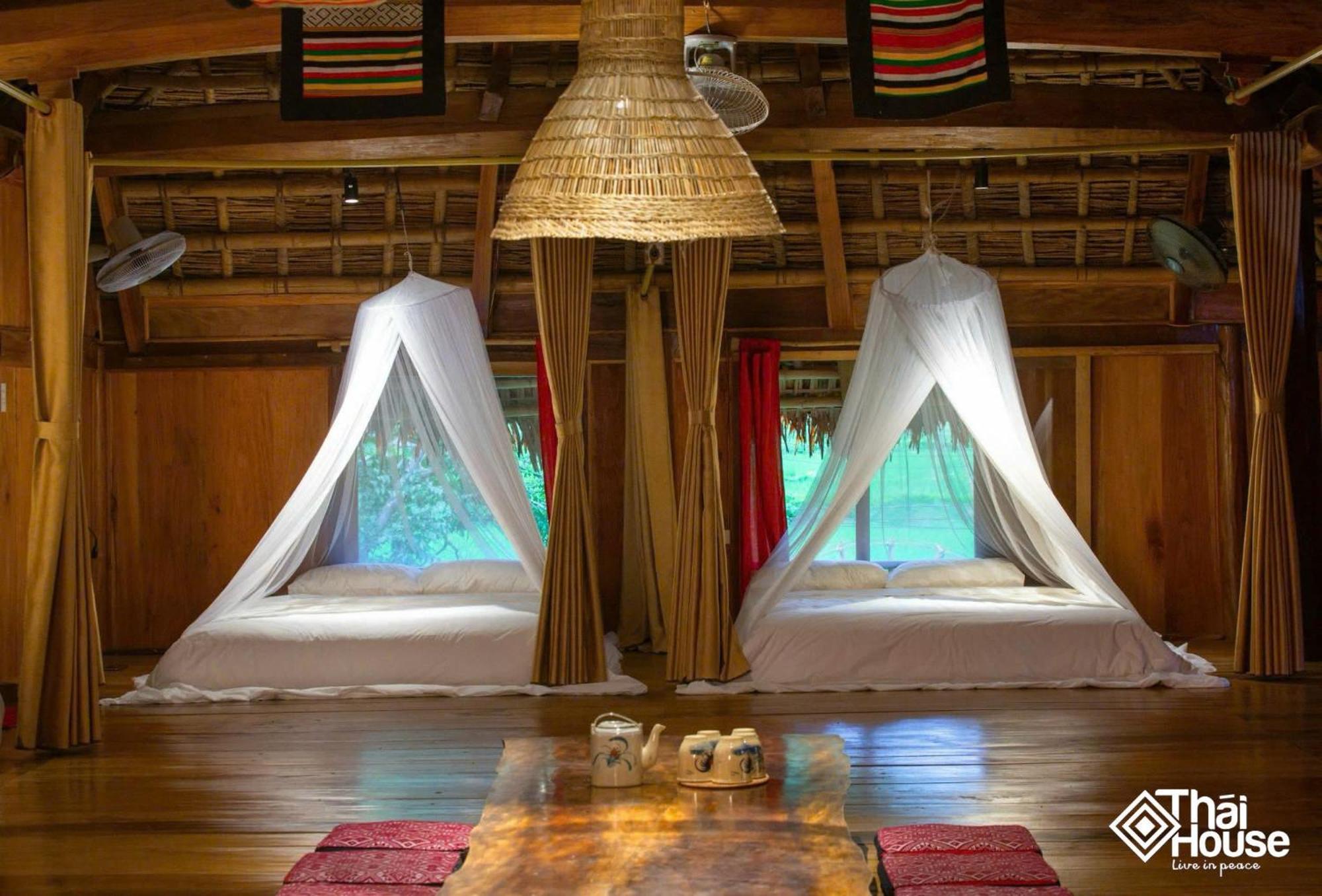 Thai House Pu Luong - Century Old Stilt House With Terrace Views Huong Ba Thuoc Buitenkant foto